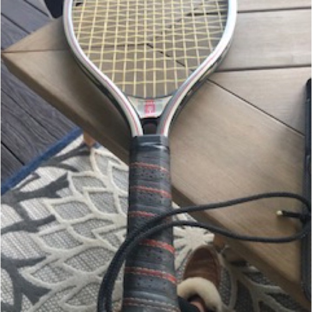 Vintage 80s El Dorado Leach racquetball Racket silver black handle 171/2 inches